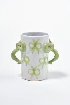 hand painted bow handle vase - bow design