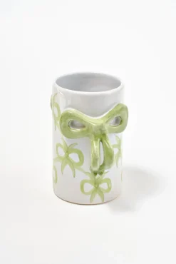hand painted bow handle vase - bow design