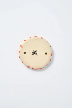 hand painted saucer - red gingham