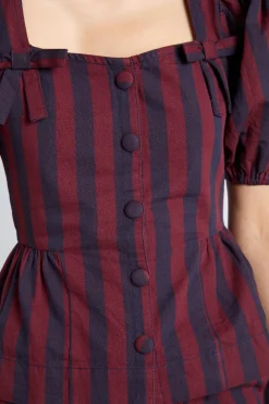 harriet blouse - burgundy and navy stripe