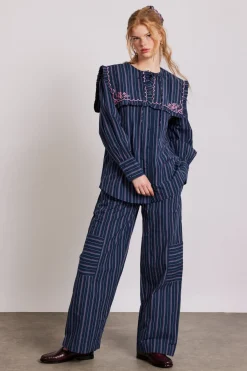harrison trousers - navy stripe
