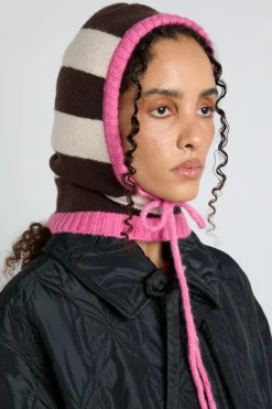 hood in cream u0026 choc with pink tie
