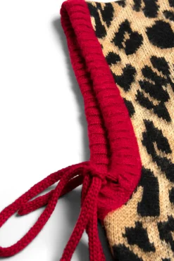 hood in leopard with red tie