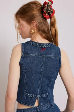 isla denim waistcoat - vintage wash