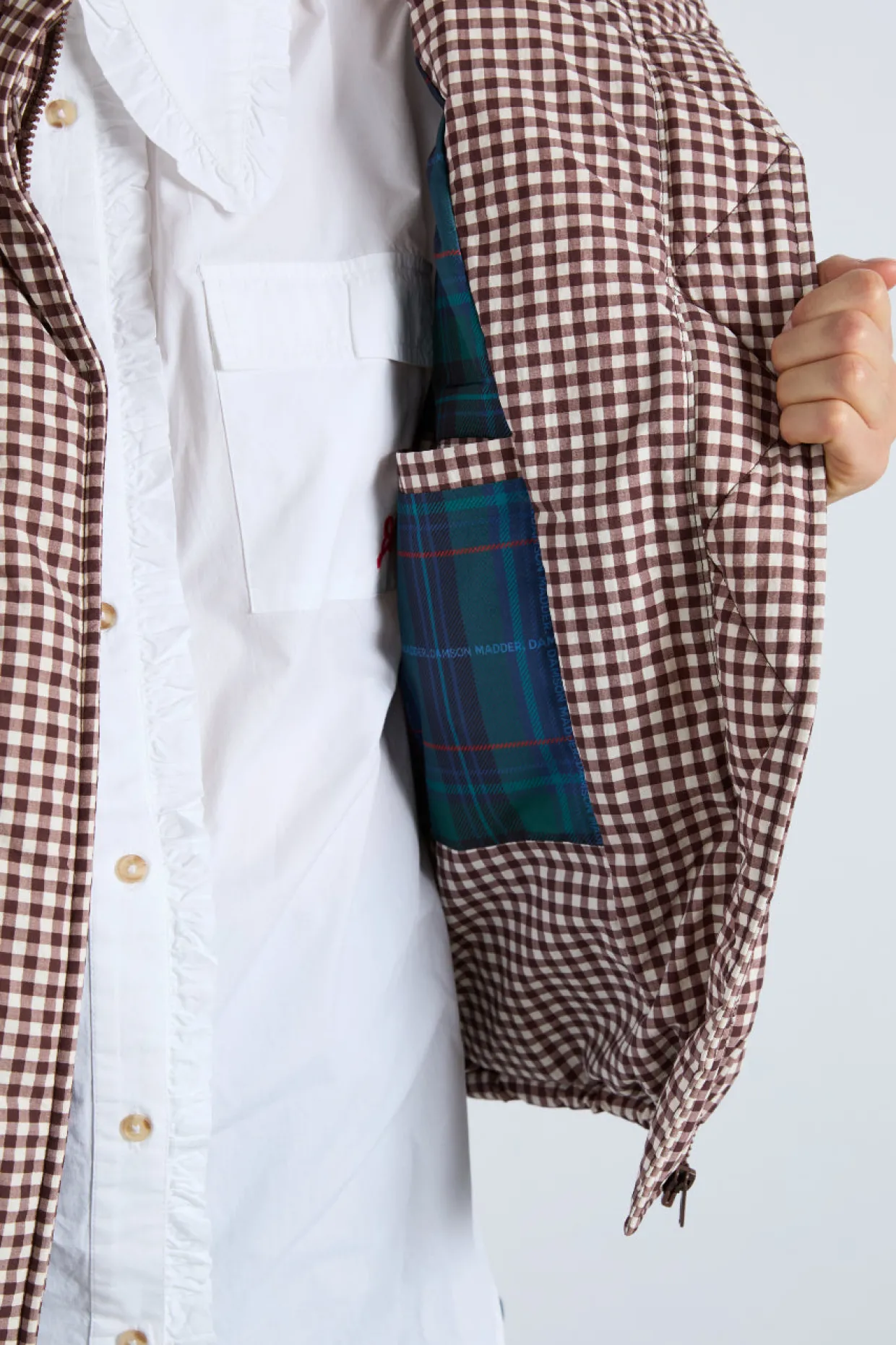 jennifer check puffer - chocolate gingham