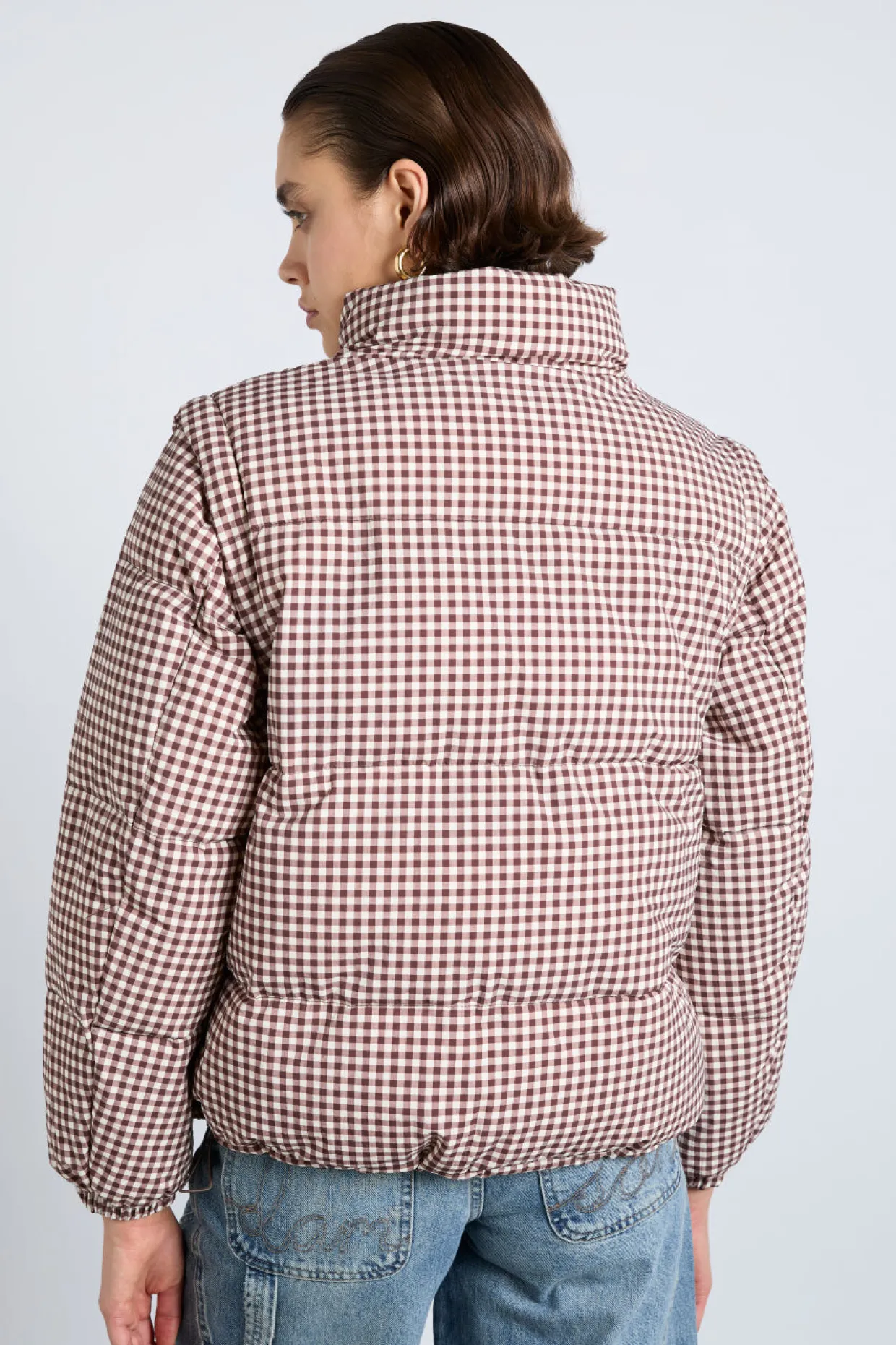jennifer check puffer - chocolate gingham