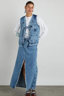 kaia denim maxi skirt