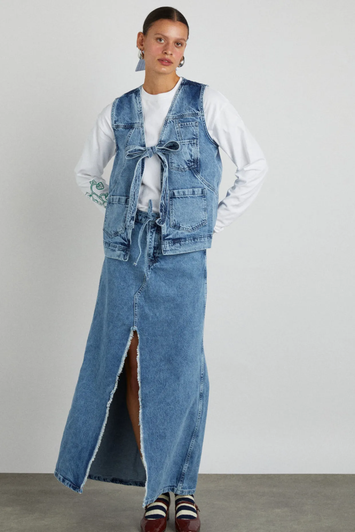 kaia denim maxi skirt