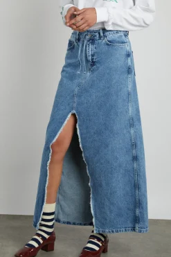 kaia denim maxi skirt