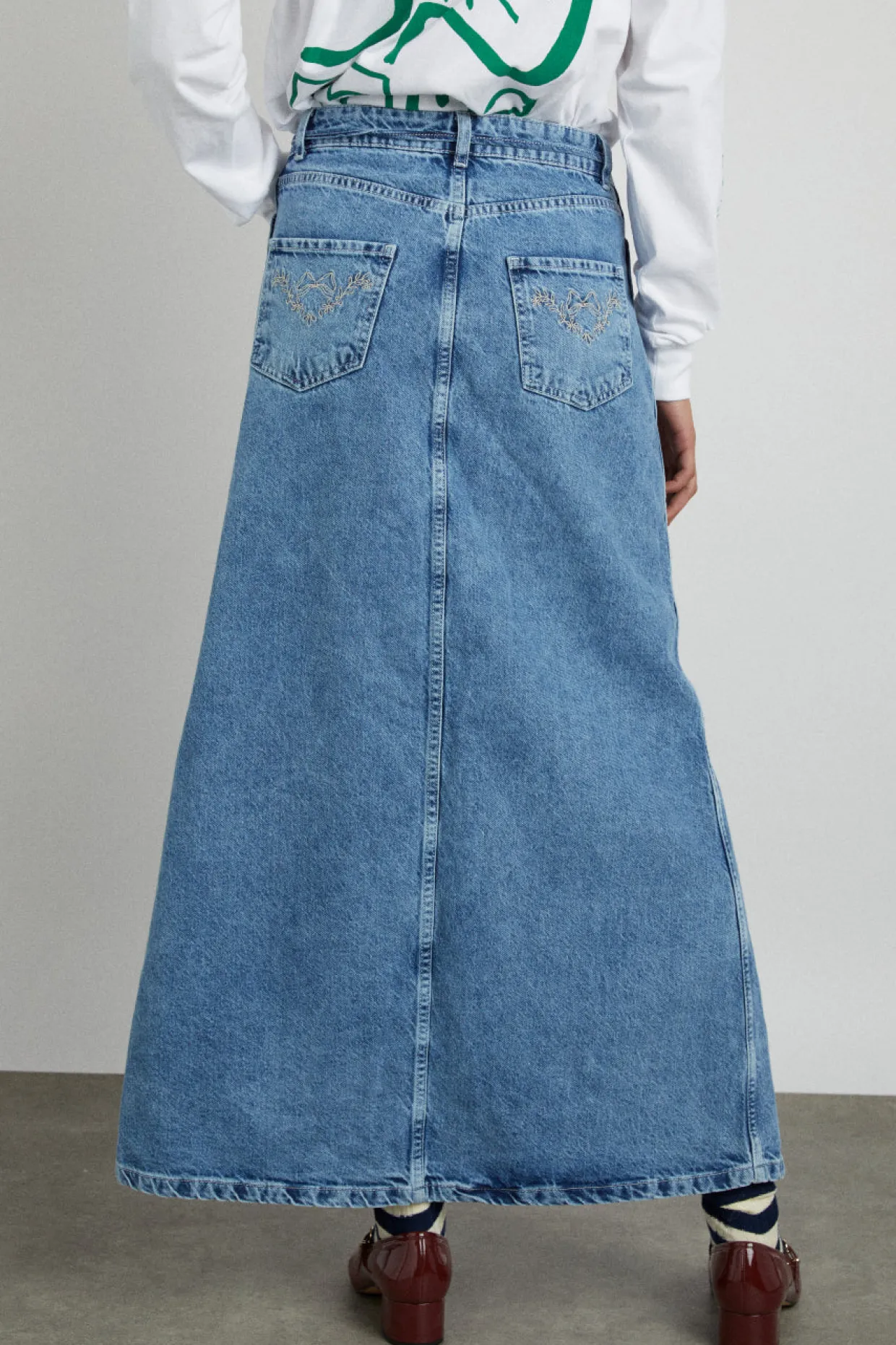 kaia denim maxi skirt