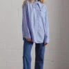 kendall ruffle shirt - blue stripe