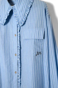 kendall ruffle shirt - blue stripe