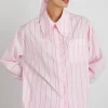 kendall ruffle shirt - pink stripe mix