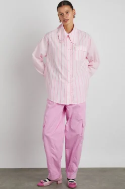 kendall ruffle shirt - pink stripe mix