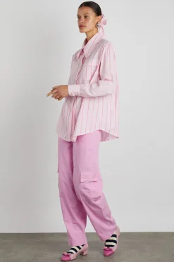 kendall ruffle shirt - pink stripe mix