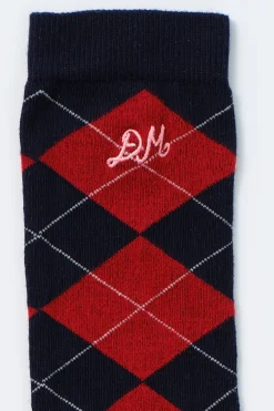 knee length socks - navy argyle
