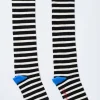 knee length socks - black u0026 white stripe