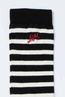 knee length socks - black u0026 white stripe