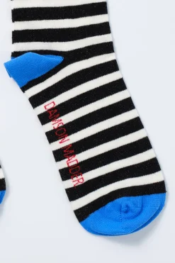 knee length socks - black u0026 white stripe