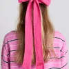 knitted hair bow in pink