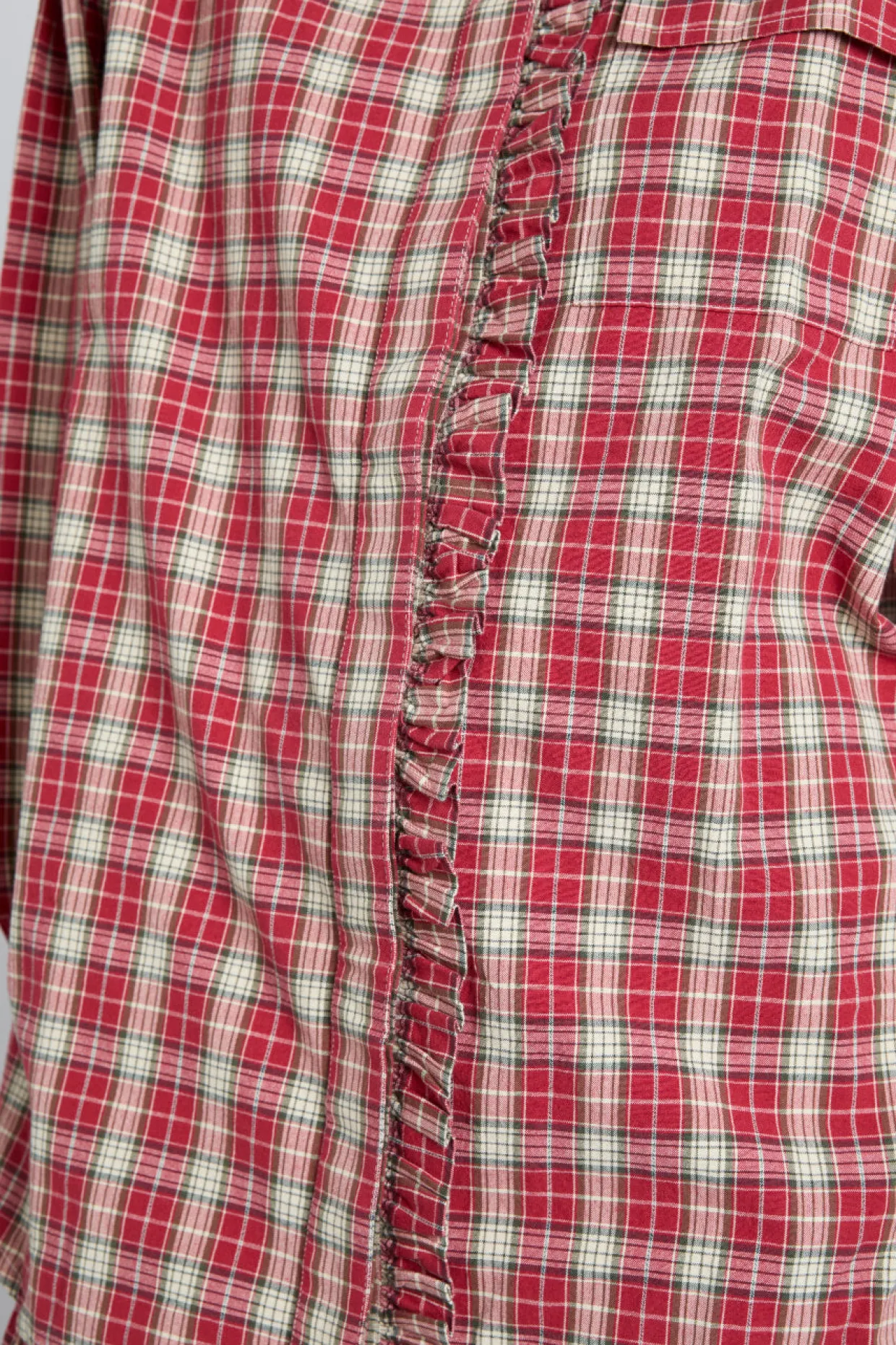kylie ruffle shirt - red check
