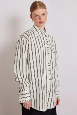 kylie ruffle shirt - white stripe