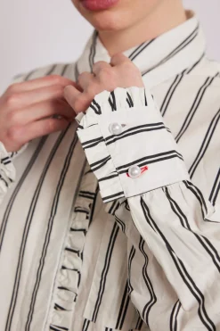 kylie ruffle shirt - white stripe