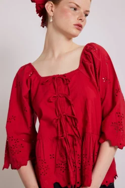 lana blouse - red