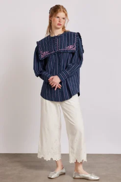 lana trousers - white broderie