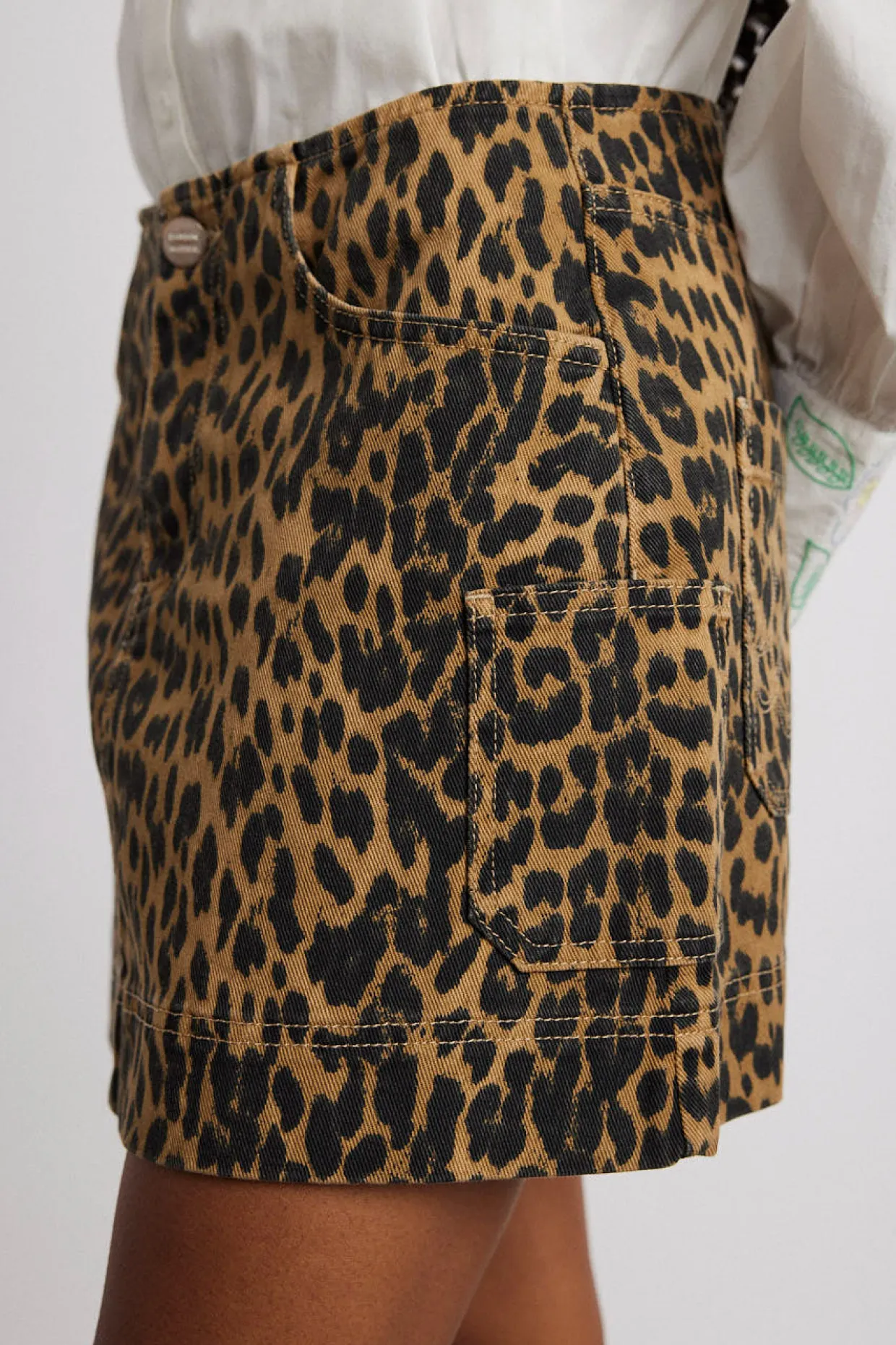lily denim mini skirt- leopard