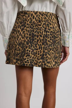 lily denim mini skirt- leopard
