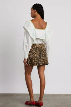 lily denim mini skirt- leopard