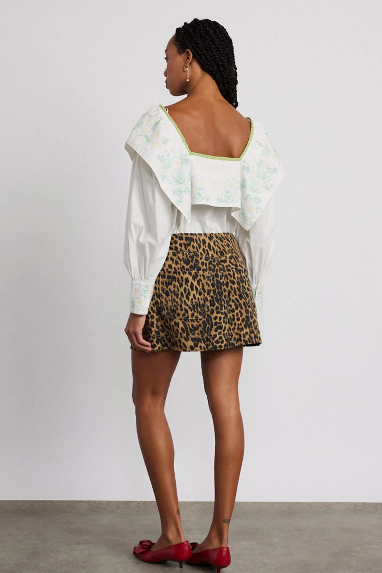 lily denim mini skirt- leopard