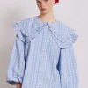 lois double collar blouse - blue