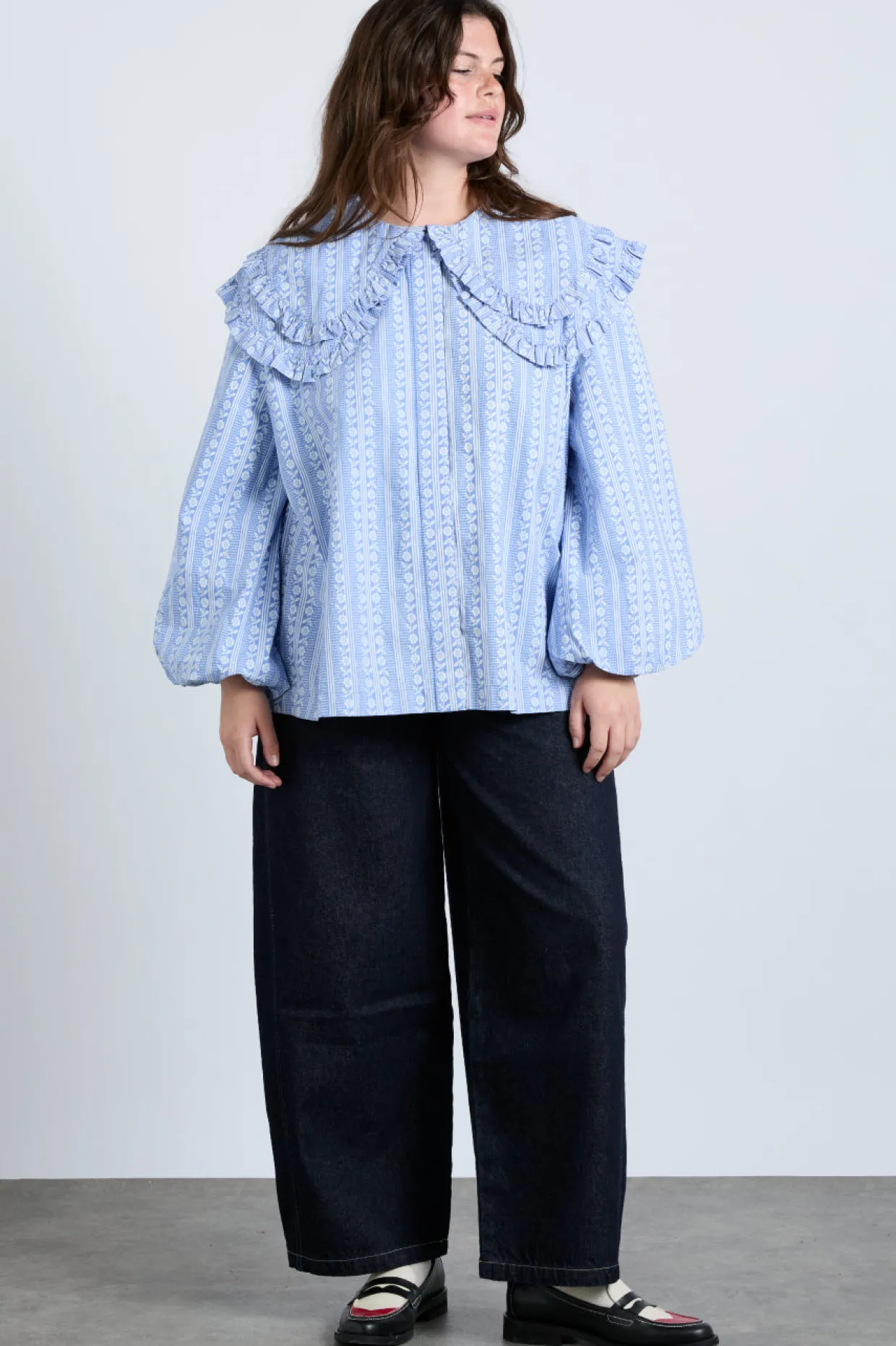 lois double collar blouse - blue