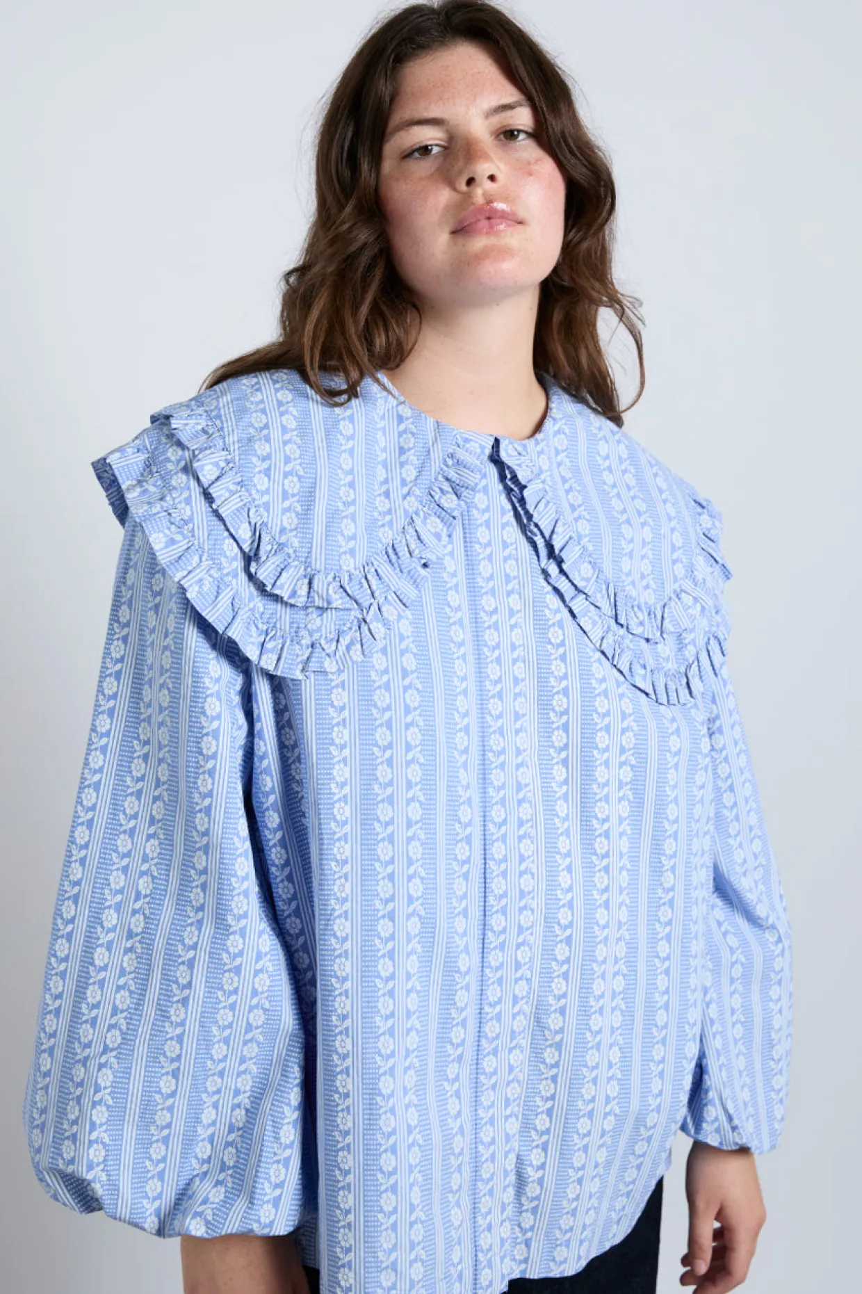 lois double collar blouse - blue