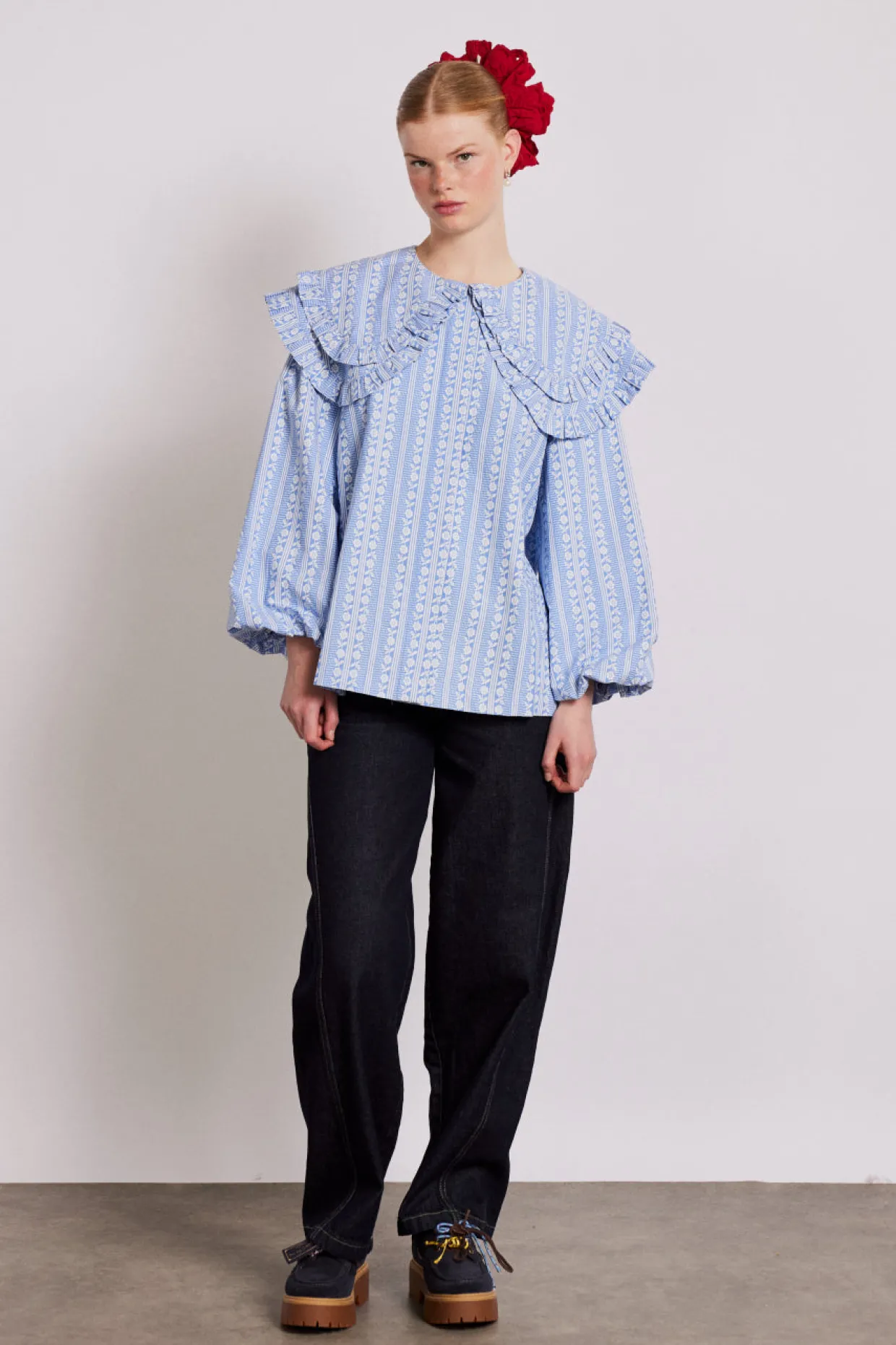 lois double collar blouse - blue