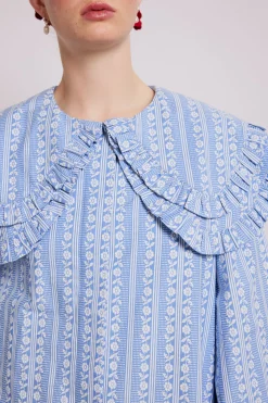 lois double collar blouse - blue