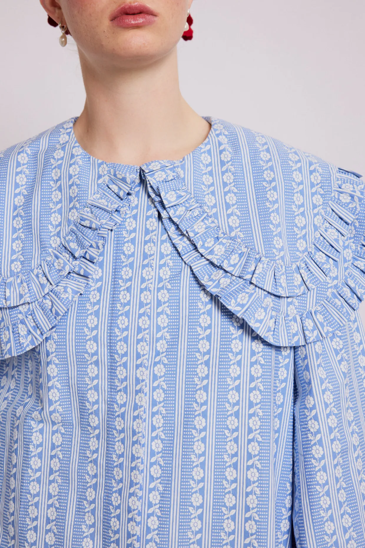 lois double collar blouse - blue