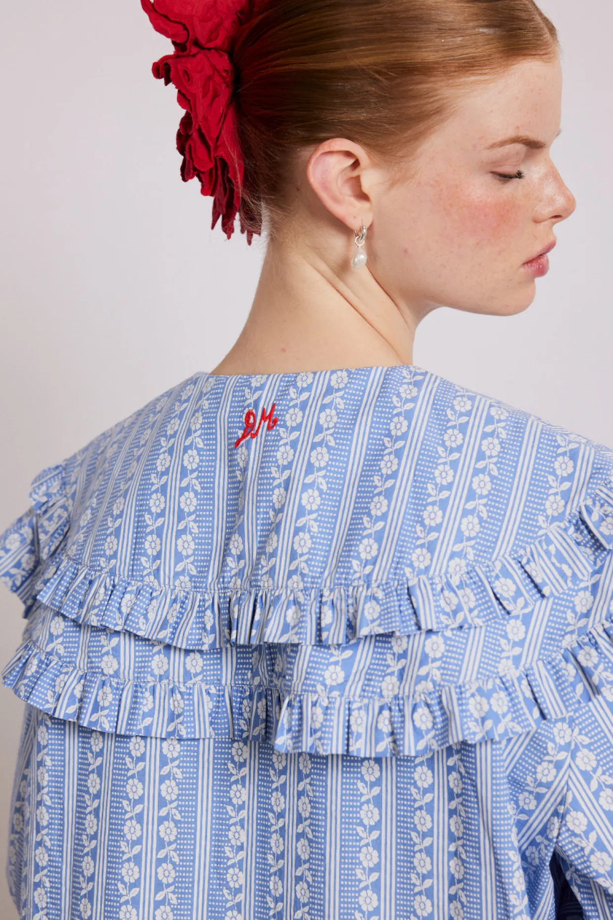 lois double collar blouse - blue