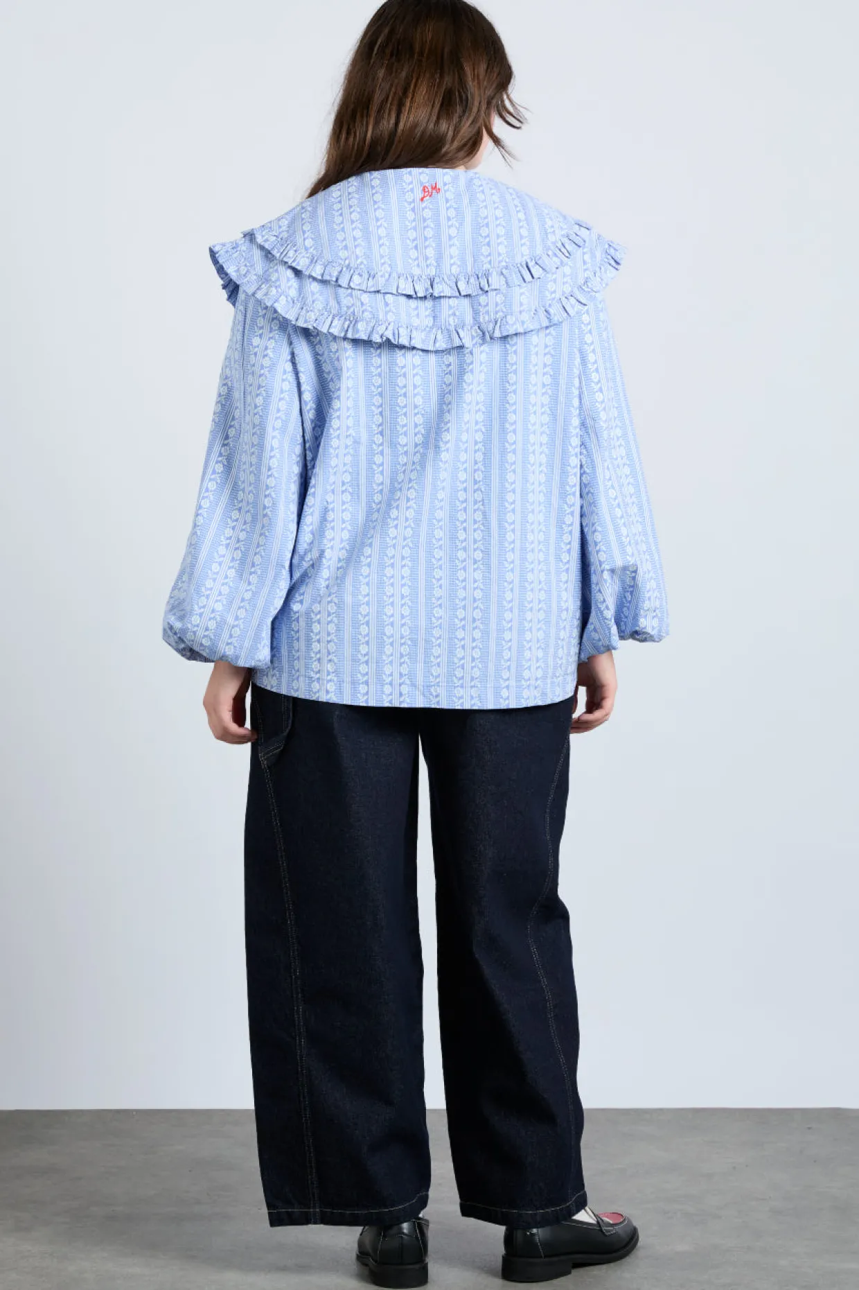 lois double collar blouse - blue