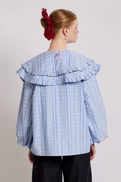 lois double collar blouse - blue