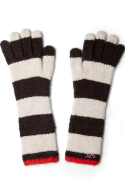 long gloves in choc u0026 ecru stripe