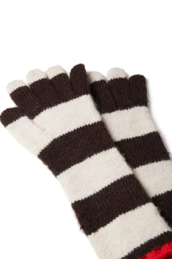 long gloves in choc u0026 ecru stripe