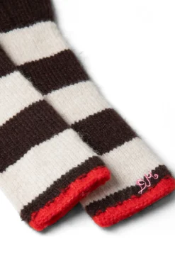 long gloves in choc u0026 ecru stripe