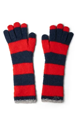 long gloves in navy u0026 red stripe