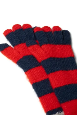 long gloves in navy u0026 red stripe