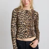 lua pointelle long sleeve top - leopard