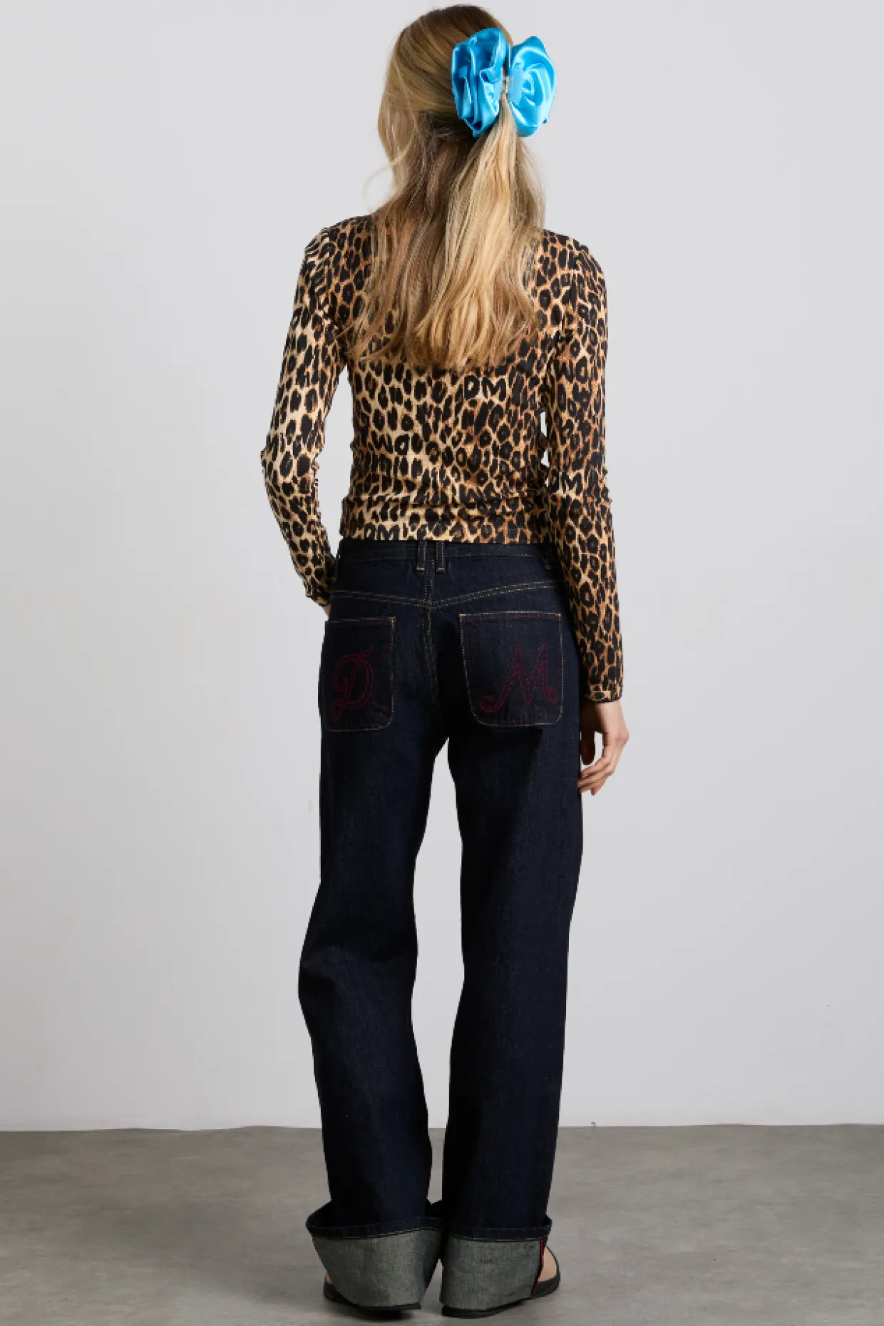 lua pointelle long sleeve top - leopard