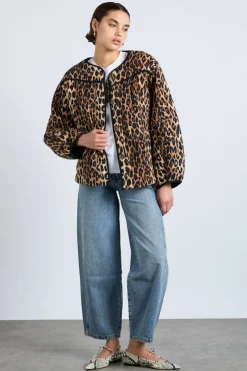 macy quilted jacket - leopard
